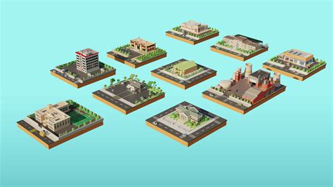 3d Model Low Poly Modern City Pack Cgtrader