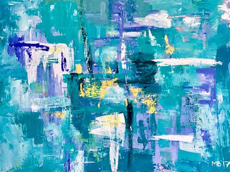 Abstract Painting Turqoise Teal Blue Contemporary Modern Etsy