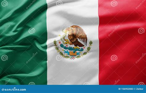 Waving National Flag Of Mexico Stock Image Image Of Green Close