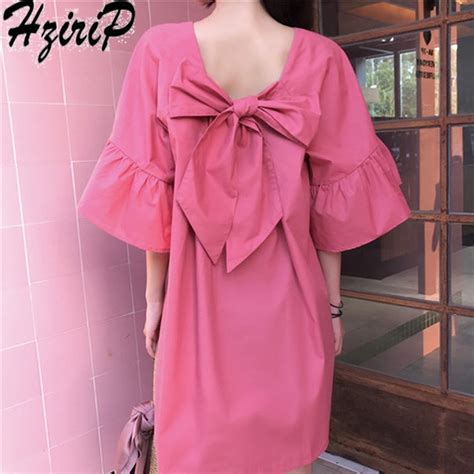Hzirip 2018 New Summer Hot Sale Women Dress Fashion Style Solid High Waist Half Flare Sleeve