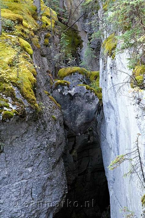 The Heart Shaped Stone Is Stuck Between The Walls In Maligne Canyon In