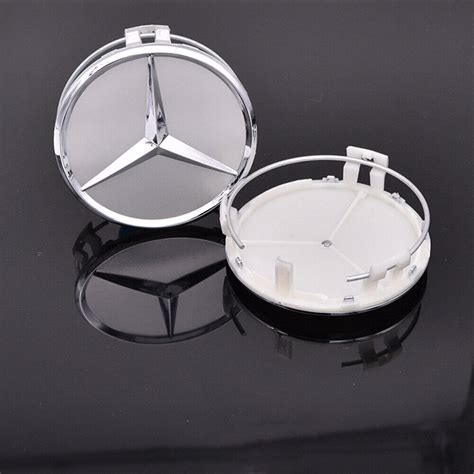 4pcs Amg For Mercedes Benz Silver Wheel Center Hub Caps Chrome Logo Rim