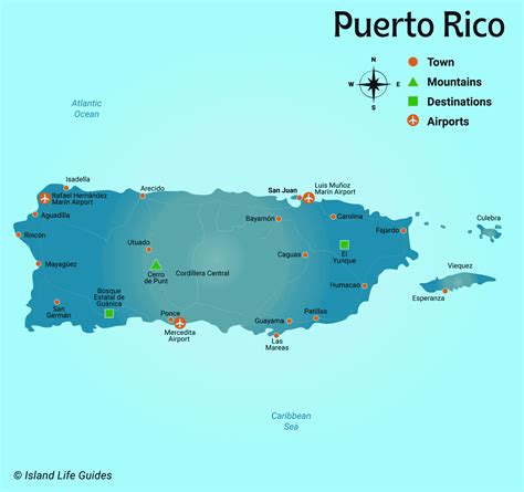 Puerto Rico Map Island Life Caribbean