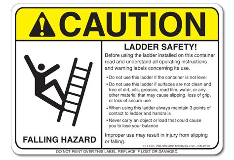 Ladder Safety Requirements Sticker H H H Incorporated Waste Decals