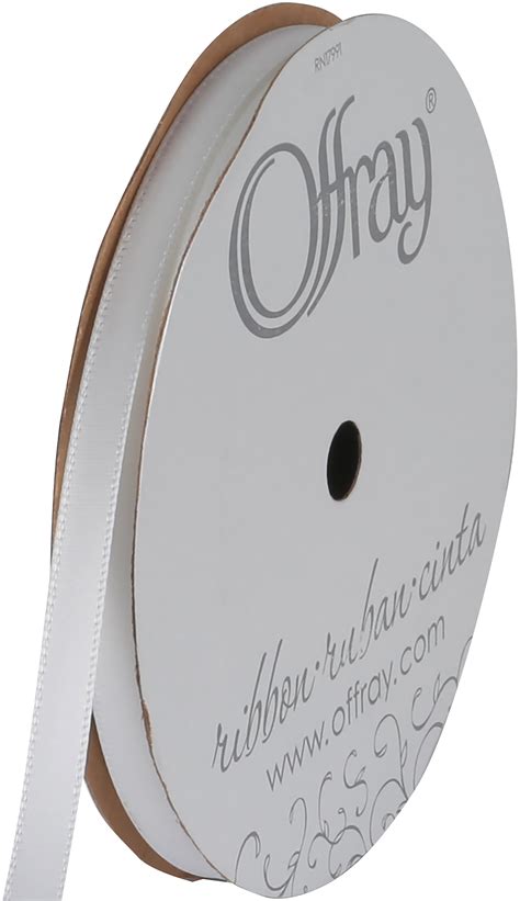 Offray Double Face Satin Ribbon 14x20yd White 2202 1 029 79856110409