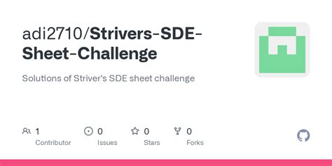 Github Adi2710strivers Sde Sheet Challenge Solutions Of Strivers