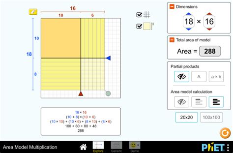 Build rectangles of various sizes and relate multiplication to area. Next Generation Science Simulations | KnowAtom