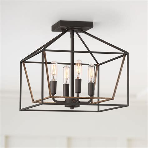 Possini Euro Design Farmhouse Ceiling Light Semi Flush Mount Fixture