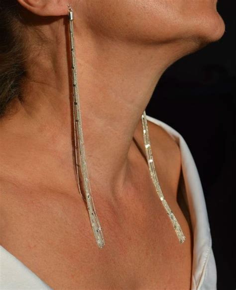 Extra Long Silver Gold Chain Earrings Dangle Etsy Women Jewelry