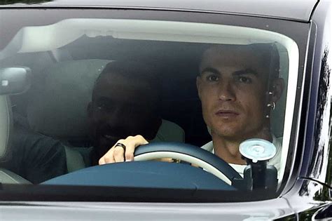 pictured cristiano ronaldo arrives at carrington for crunch talks over manchester united future