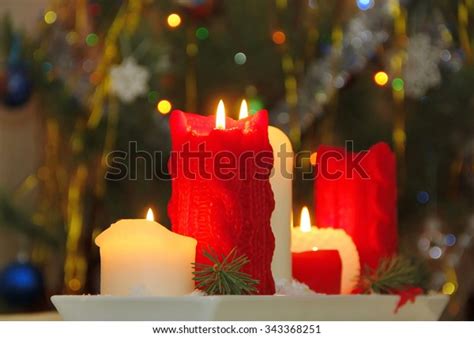 Burning Candles Christmas Night Stock Photo 343368251 Shutterstock