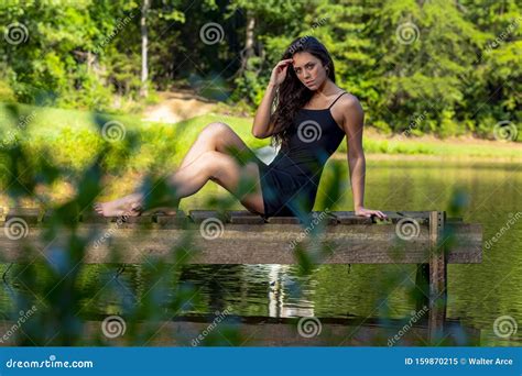 Lovely Brunette Model Posing Outdoors Stock Image Image Of Adult Face 159870215