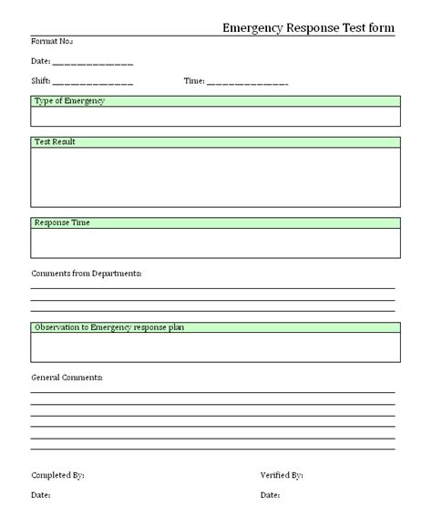 Emergency Response Test Form Printable Tickets Templates Printable