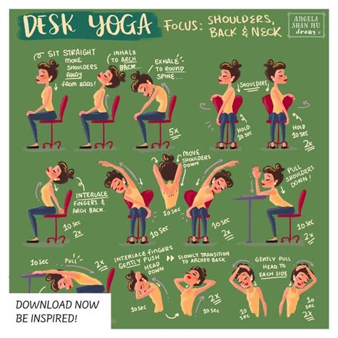 Desk Yoga Focus On Shoulders Back And Neck Chair Yoga Etsy Desk Yoga Chair Yoga Office Yoga