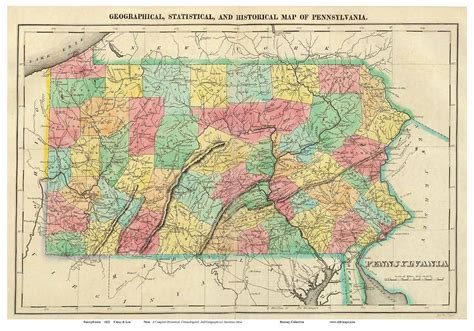 Pennsylvania 1822 Geographical Statistical Old State Map Carey And Lea