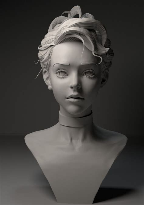 Artstation Girl Le Le Zhang Portrait Sculpture Digital Sculpture