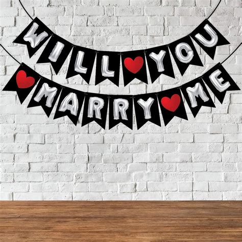 Wobbox Pre Wedding Bunting Banner Silver Balloon Text With Red Heart