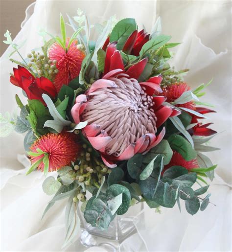 King Protea Bouquet Wedding Bouquet Of Rustic Native Etsy