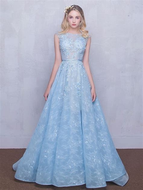 A Line Bateau Appliques Beading Lace Prom Dress Prom Dresses Long