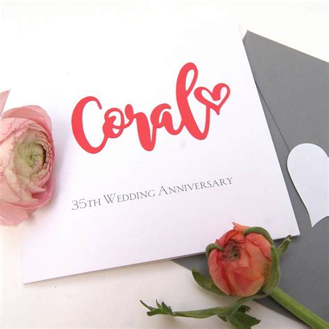 Choosing the best 35th wedding anniversary gift for her with the help of a popular theme. 35th Coral Wedding Anniversary Card in 2020 | Wedding ...
