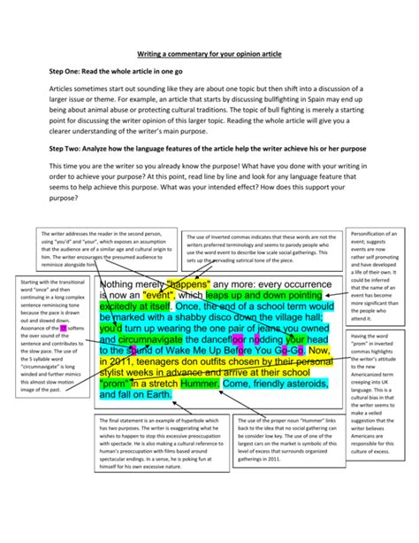 writing a commentary process and example