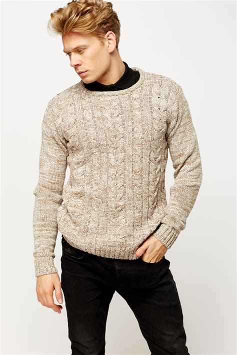 Cable Knit Front Mens Jumper Just 7