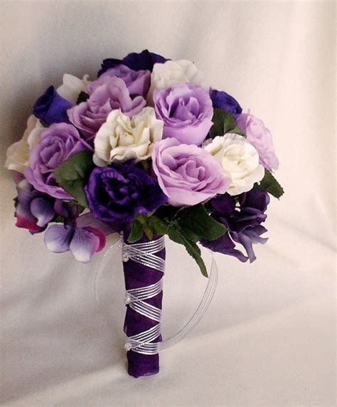 Silk Purple Rose Bridal Bouquets Package Custom For Helen