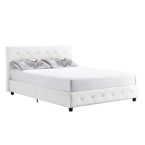 Dorel Dakota Queen Upholstered Bed In White The Home Depot Canada
