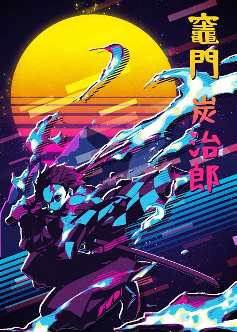 Tanjiro Kamado Metal Poster Print 80sretro Displate Otaku Anime