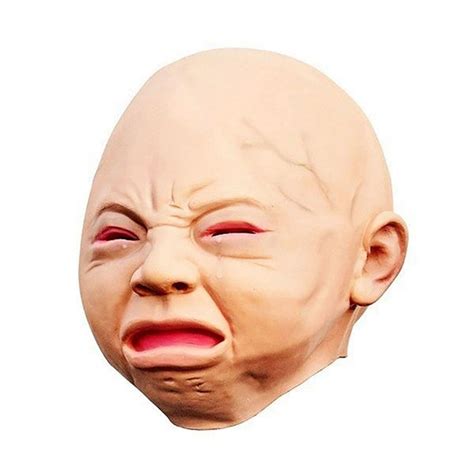 Funny Cry Baby Happy Baby Angry Baby Mask Full Head Face Latex Scary