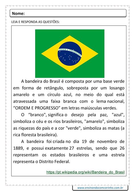 Atividade Para Trabalhar O Dia Da Bandeira Do Brasil