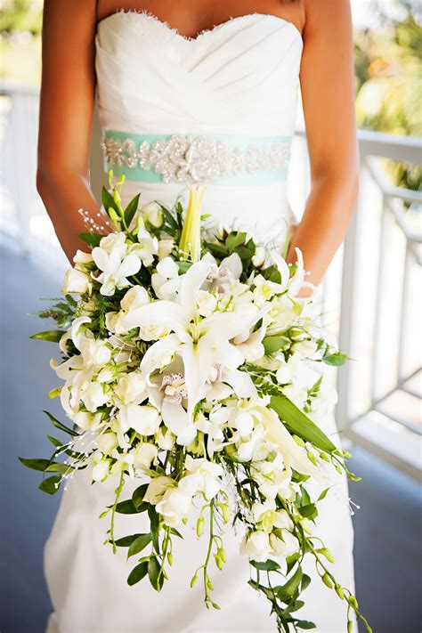 White Lily And Orchid Cascading Bridal Bouquet