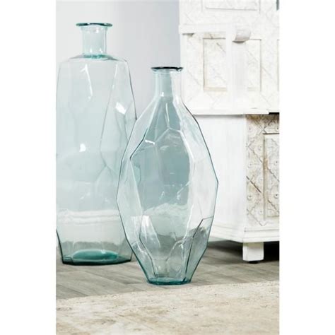 Litton Lane Extra Large Decorative Soda Lime Glass Flower Vase With Angular Geometric Body
