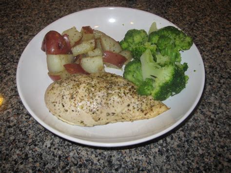 Within the fat content, a 3 oz chicken breast meat contains 0.28 g of saturated fat, 0.02 g of trans fat, 0.24 g of polyunsaturated fat and 0.26 g of. Look Before Cooking! Baked Chicken, Roasted Red Potatoes ...