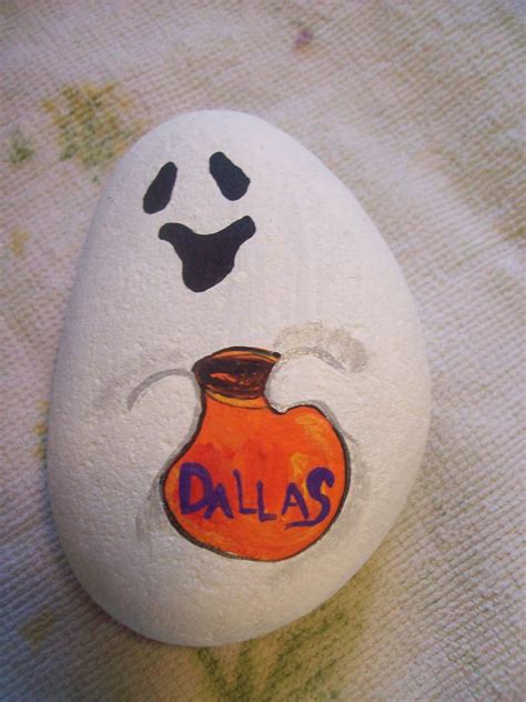 Painted Ghost Rock Rock Crafts Painted Rocks Craft Stone Art