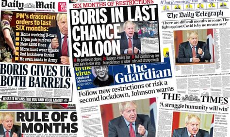 Boris Gives Uk Both Barrels How Uk Papers Covered Johnsons Covid