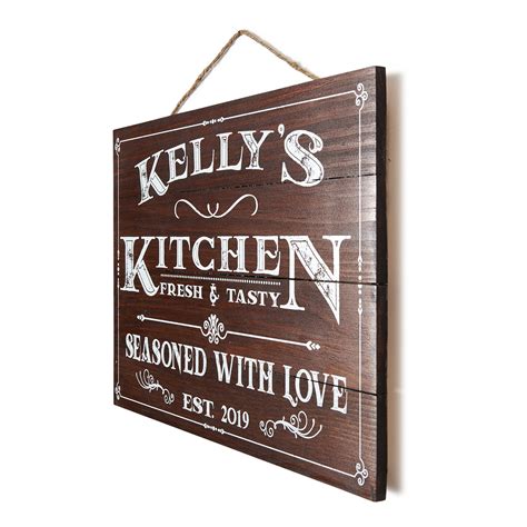 Personalized Wooden Kitchen Signs Wall Decor Farmhouse Last Name
