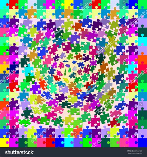 Multicolored Puzzle Pieces Falling Torsion Depth Stock Vector (Royalty