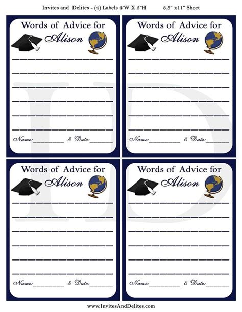 Advice For The Graduation Cards Free Printable Printable Templates