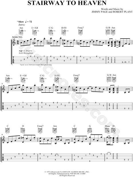 1st finger, first fret g string 2nd finger, first fret b string. Led Zeppelin "Stairway to Heaven" Guitar Tab in A Minor ...