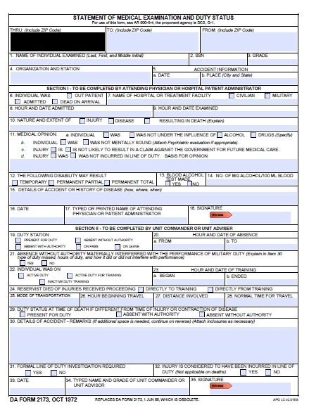 Army Lod Form Fillable Printable Forms Free Online