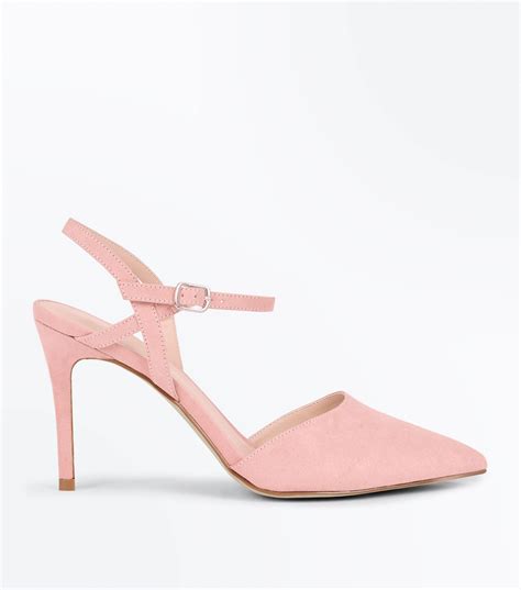 New Look Pale Pink Suedette Ankle Strap Pointed Court Shoes Lyst