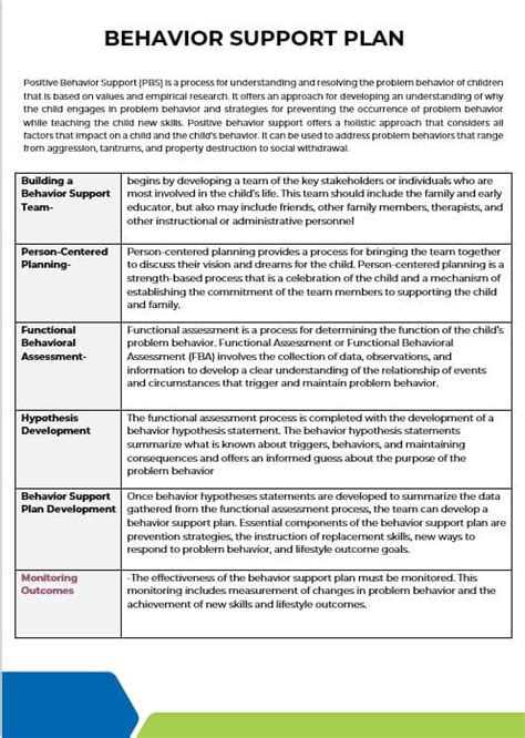 5 Behavior Support Plan Template Room