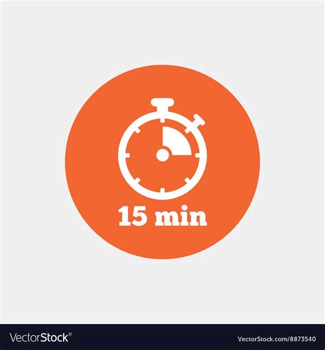 Timer Sign Icon 15 Minutes Stopwatch Symbol Vector Image