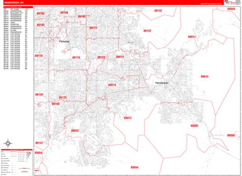 Henderson Nevada Wall Map Red Line Style By Marketmap