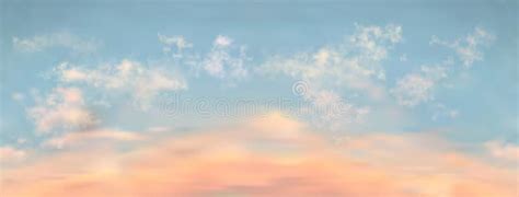 Seamless Vector Realistic Sunset Sky Long Length Horizontal Background