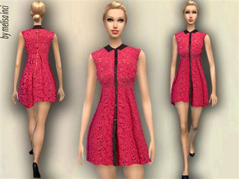 The Sims Resource Peter Pan Collar Lace Dress By Melissa Inci • Sims 4