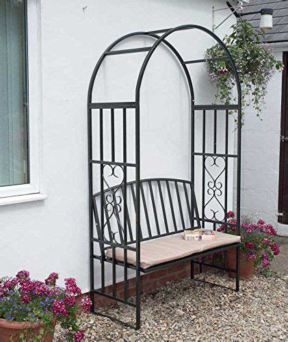 Garden Arch With Bench And Cushion Arbour Seat Metal Garden Furniture Greenhurst