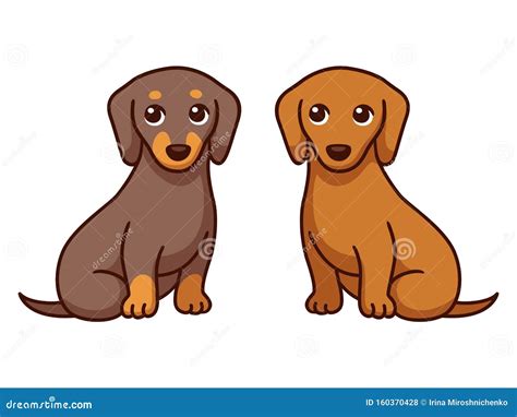 Two Cartoon Dachshunds Stock Vector Illustration Of Pose 160370428