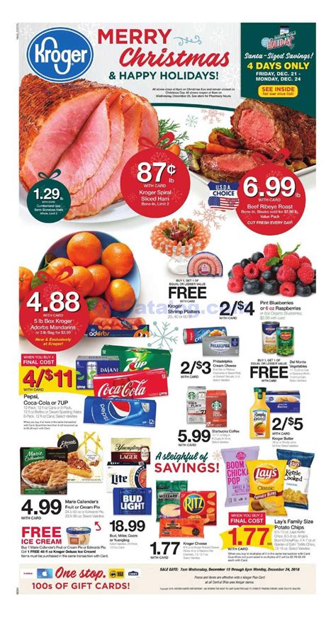 Kroger closes at 6:00 or 7:00 pm on christmas eve and is closed on christmas day generally. Kroger ad this week 12/19/2018 - 12/24/2018 Merry Christmas & Happy Holiday. Check Latest Kroger ...